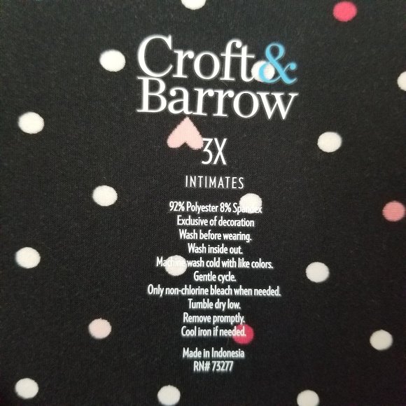 Croft & Barrow Long Sleeve Heart Henley Sleepshirt Pajamas Plus Size 3X - Picture 10 of 11